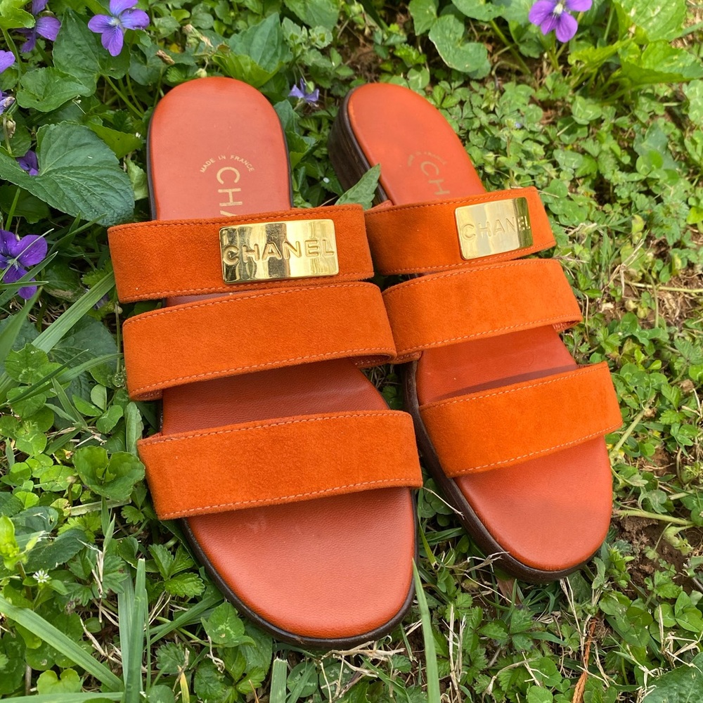 Orange Chanel sandals